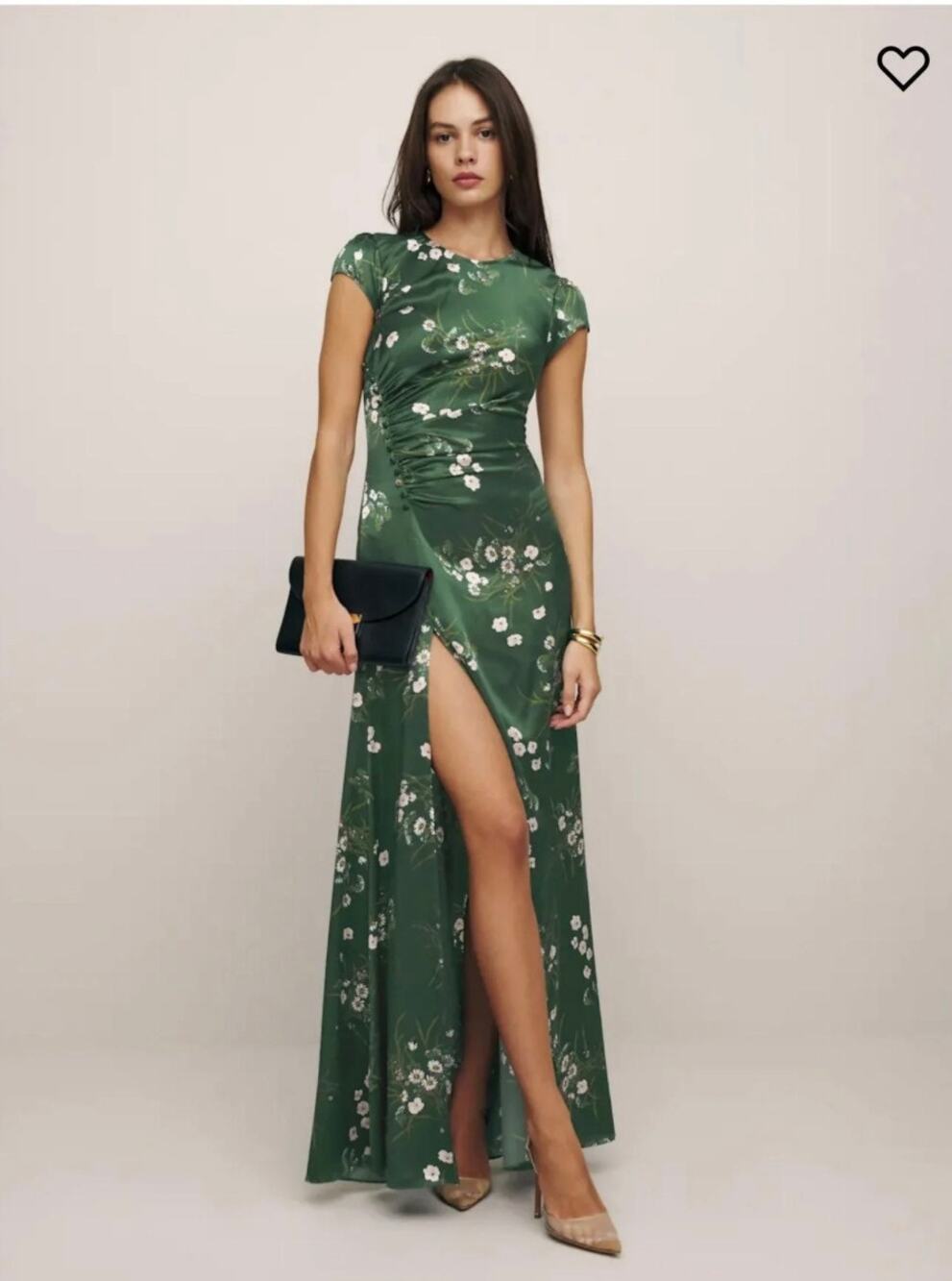 Reformation Birch Silk Dress Buena Green Floral Size 2